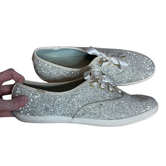 Keds Kate Spade metallic chunky glitter sparkly lace up sneakers size 8W - Picture 10 of 10